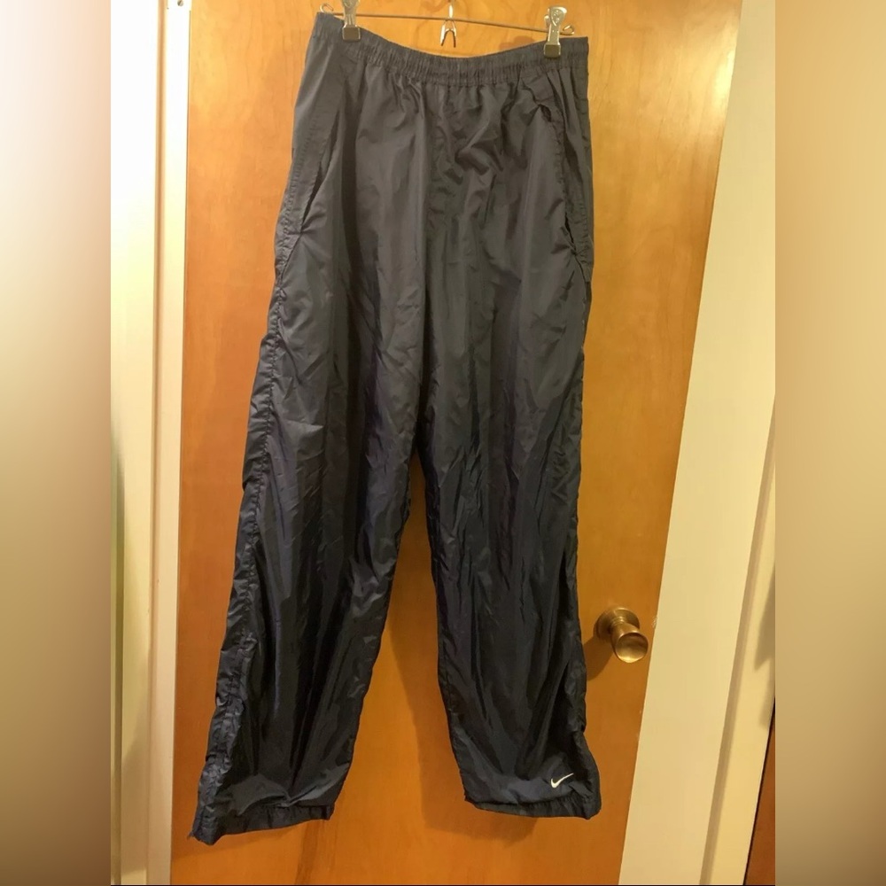 Nike Vintage Y2K Lined Track Pants Silver Tag Wide Leg Navy - Men’s size Small